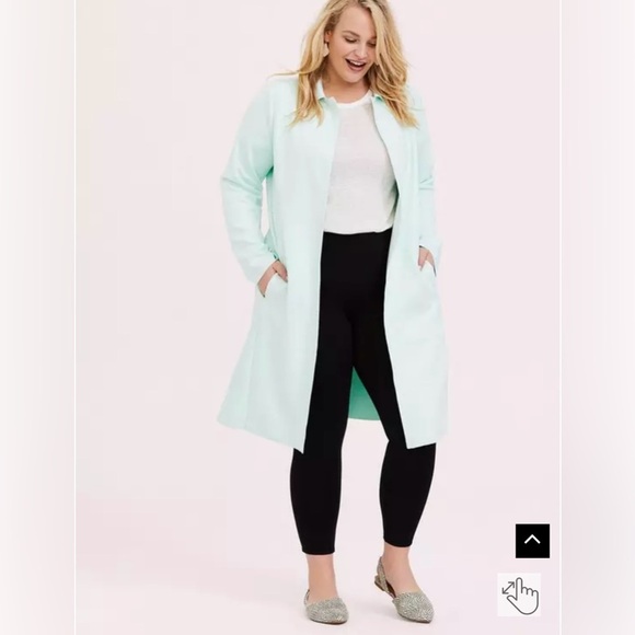 Torrid Women's Mint Green Suede Open Front Coat Size 0 - Picture 1 of 15